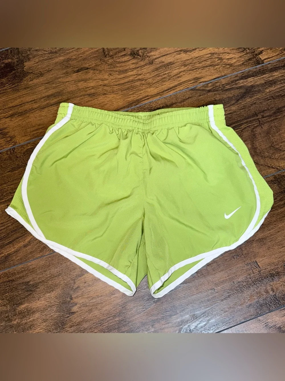 Nike Lime Green Girls' Athletic Shorts with White Trim